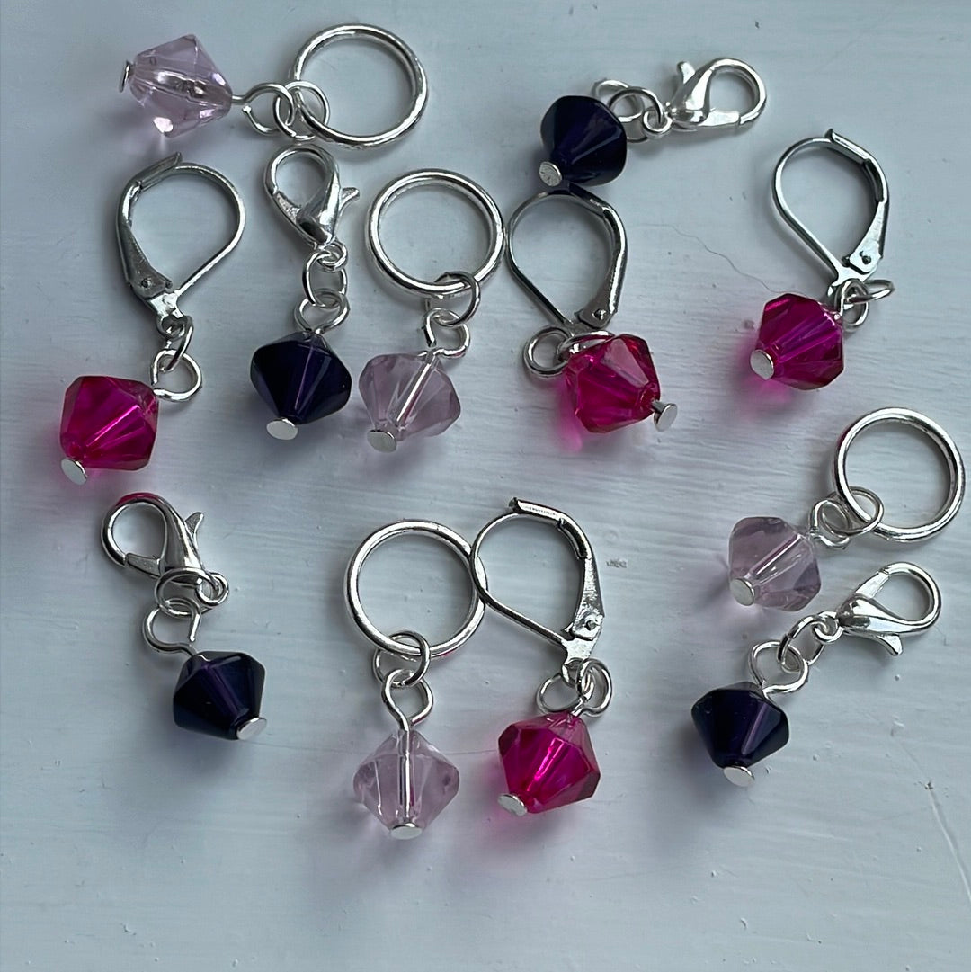 Bicone Bead Stitch Markers - Pinks and Purple