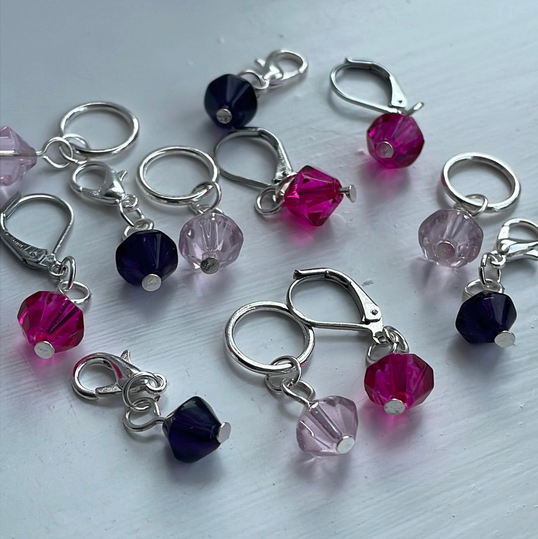 Bicone Bead Stitch Markers - Pinks and Purple
