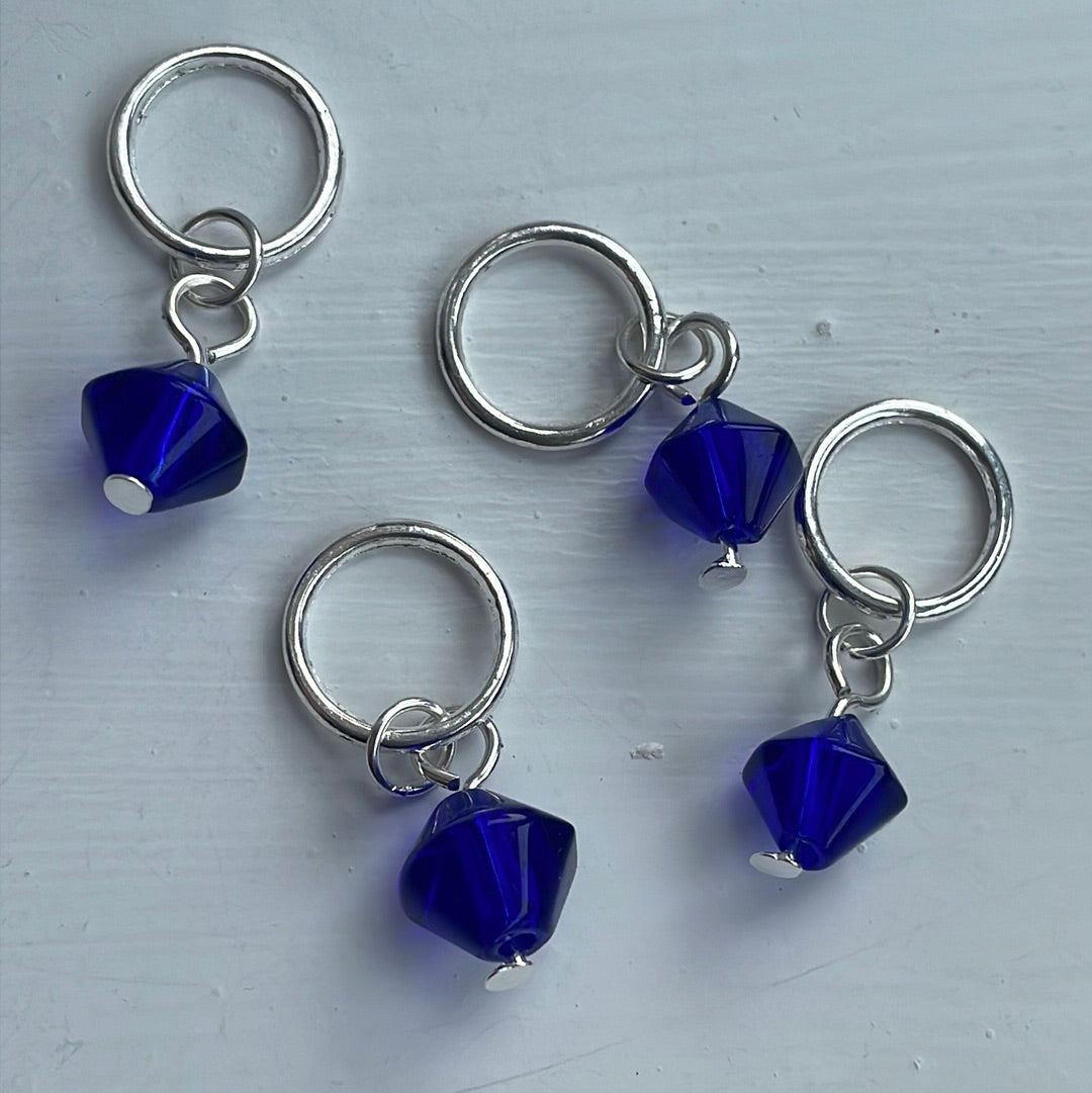 Bicone Bead Stitch Markers - All the blues!