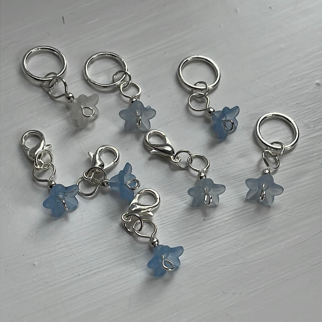 Flower Stitch Markers (blues)